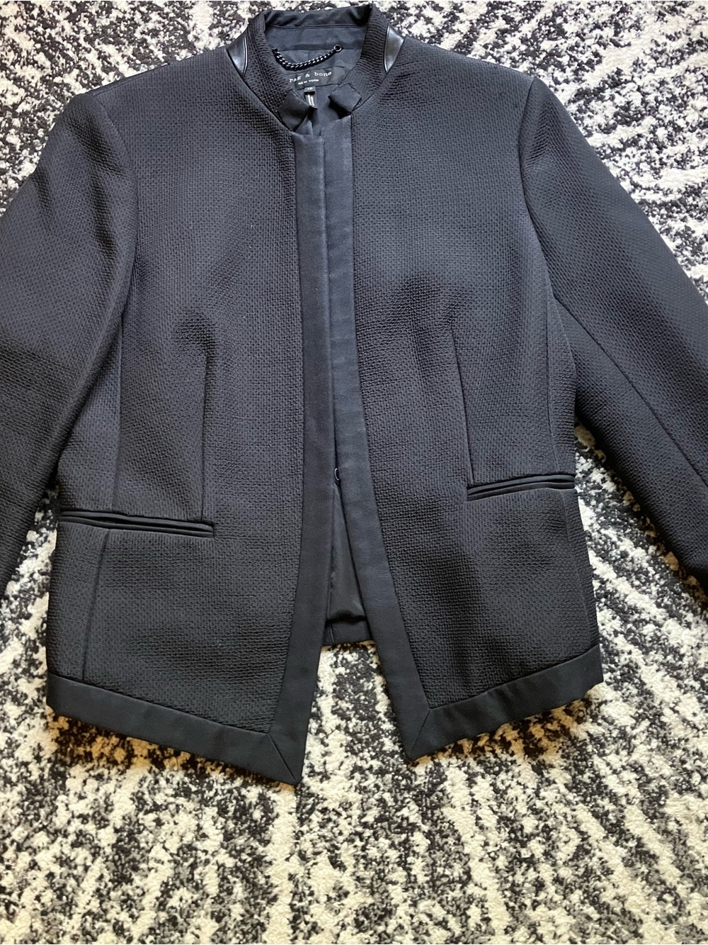 rag & bone Black Textured Collarless Blazer